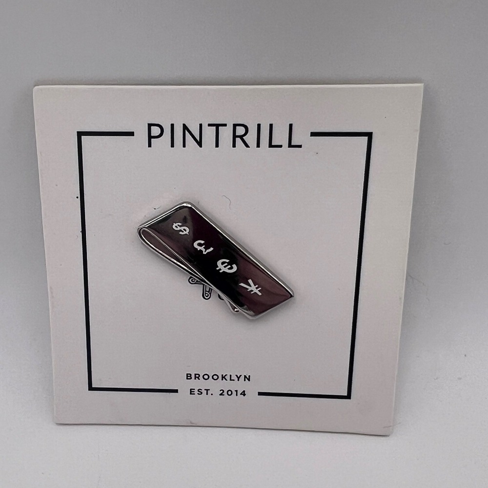 Pintrill Brooklyn NYC Money Clip Sliver Tone Pin New